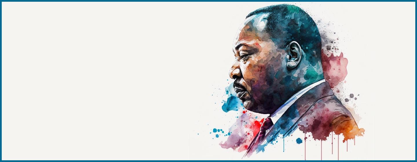 A watercolor depiction of Dr. Martin Luther King Jr.