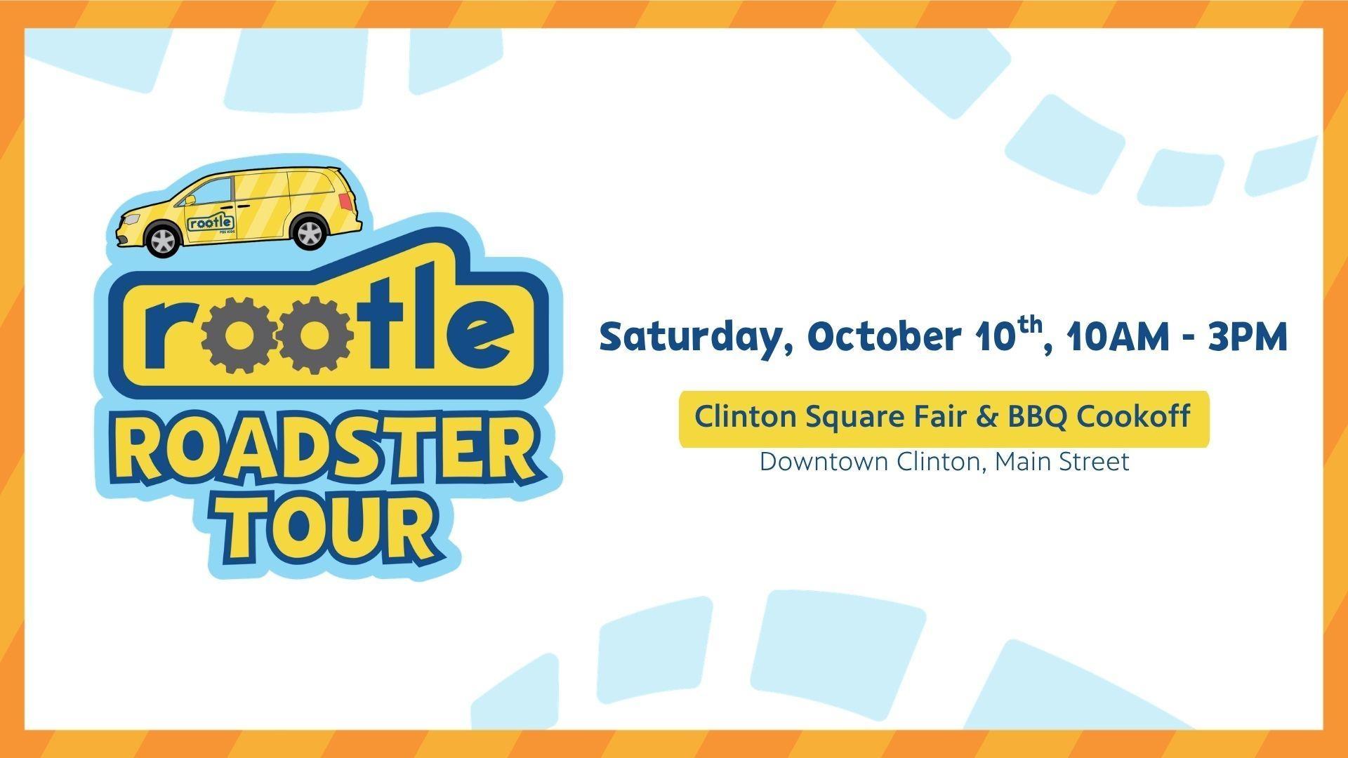 Rootle Roadster Tour stop at the Clinton Square Fair & BBQ Cookoff. Saturday, 10/10, 10 AM to 2 PM in downtown Clinton, NC.