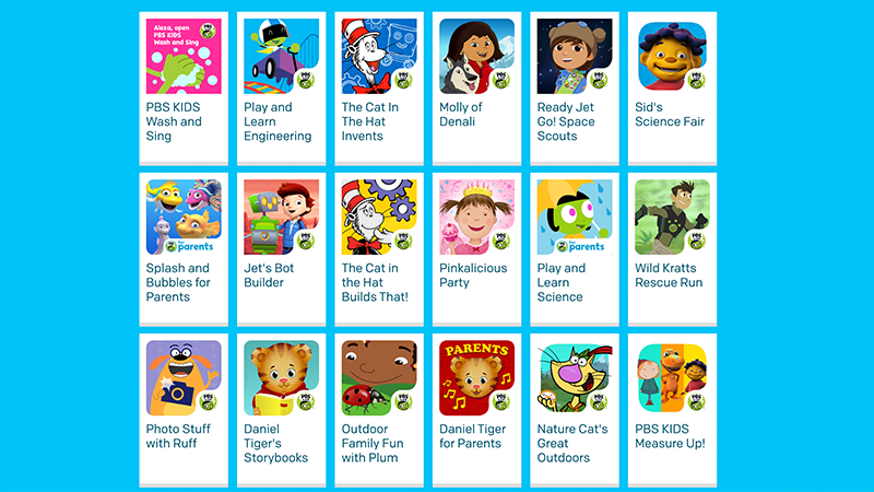 Grid of PBS KIDS app available to download