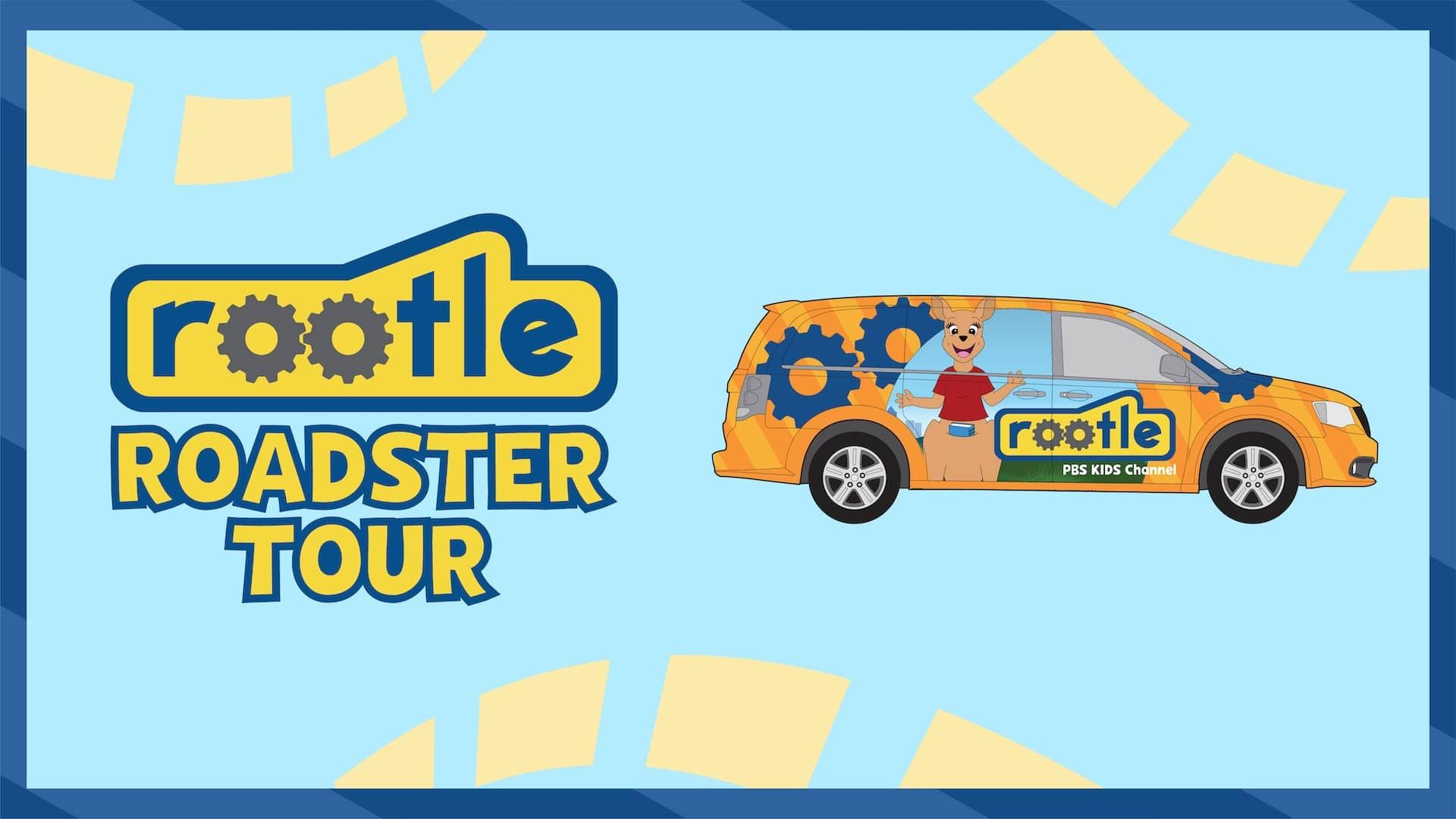 Rootle Roadster Tour graphic treatment featuring the Rootle van