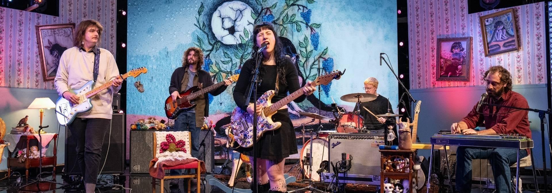 Members of the band, Wednesday playing on the Shaped by Sound set.