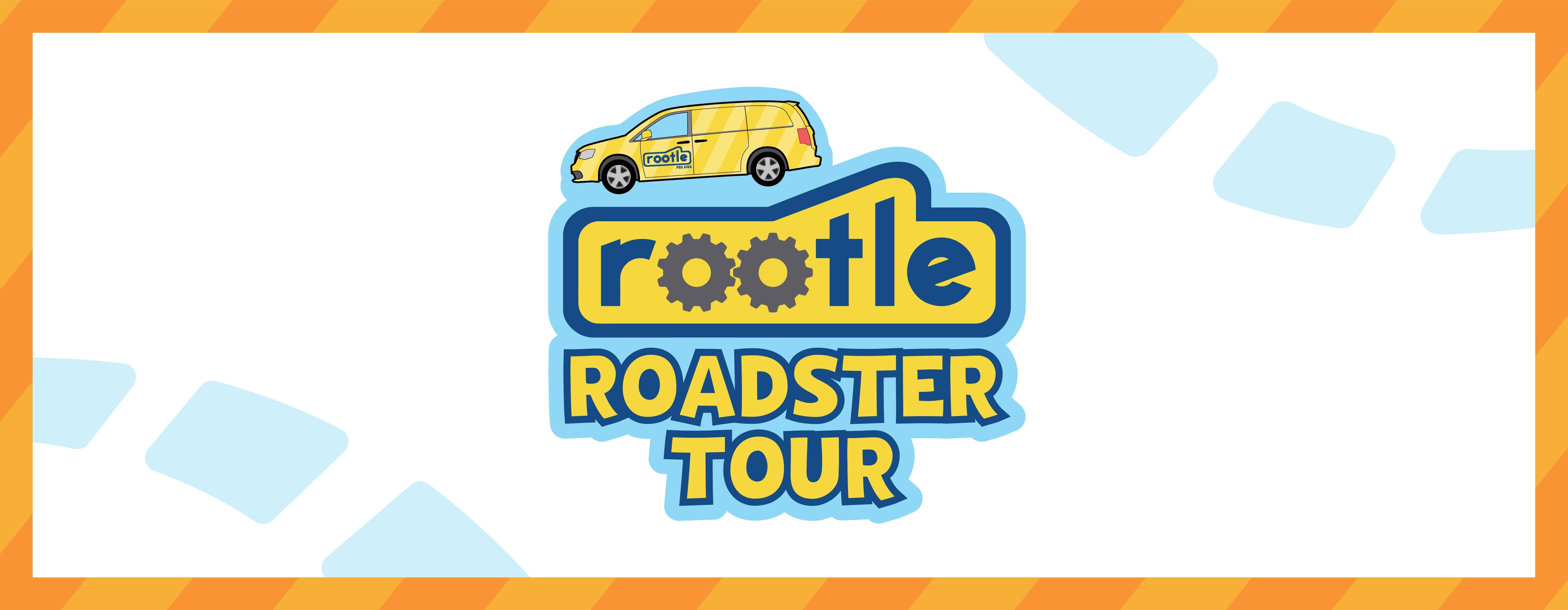Rootle Roadster Tour logo with orange border.