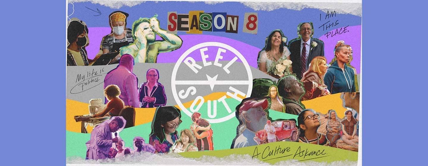 Reel South Season 8 key art featuring a collage of characters from films