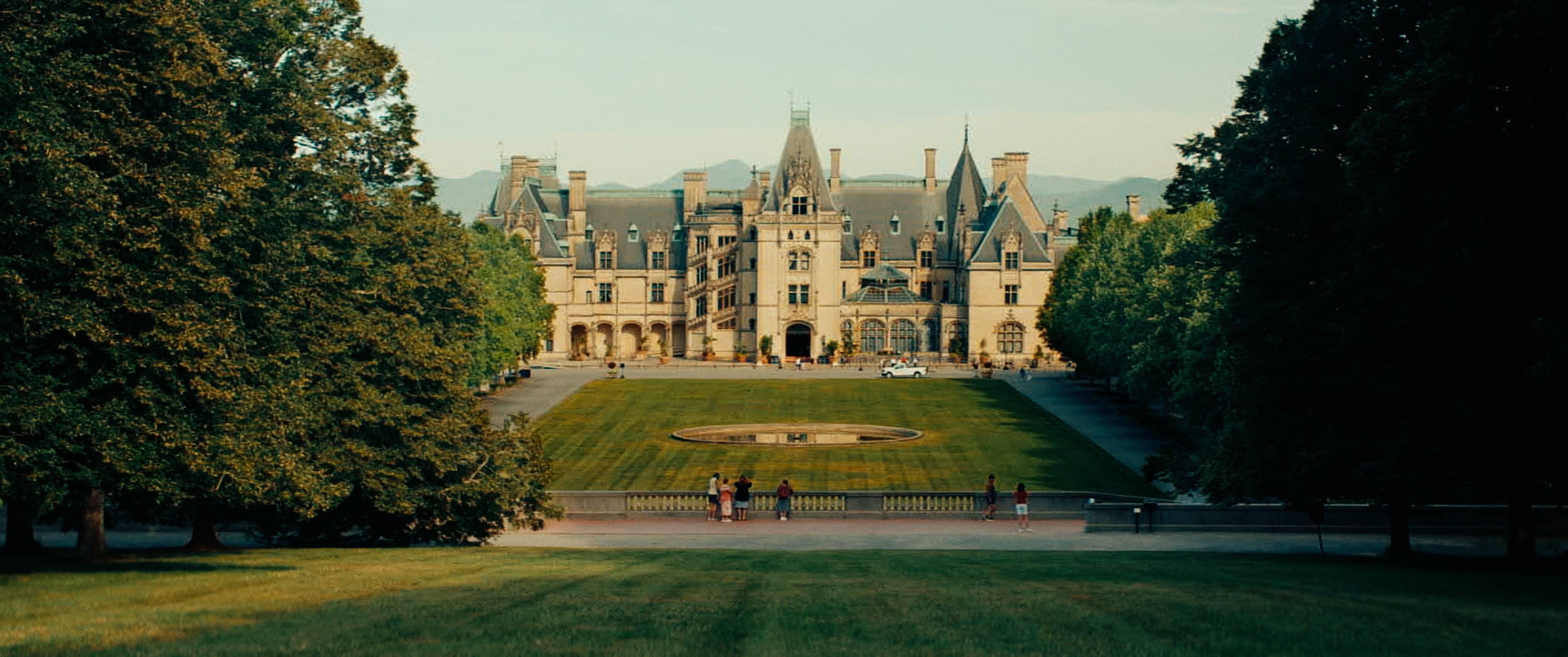 Production image from film, Wide exterior facade, Biltmore Estate.