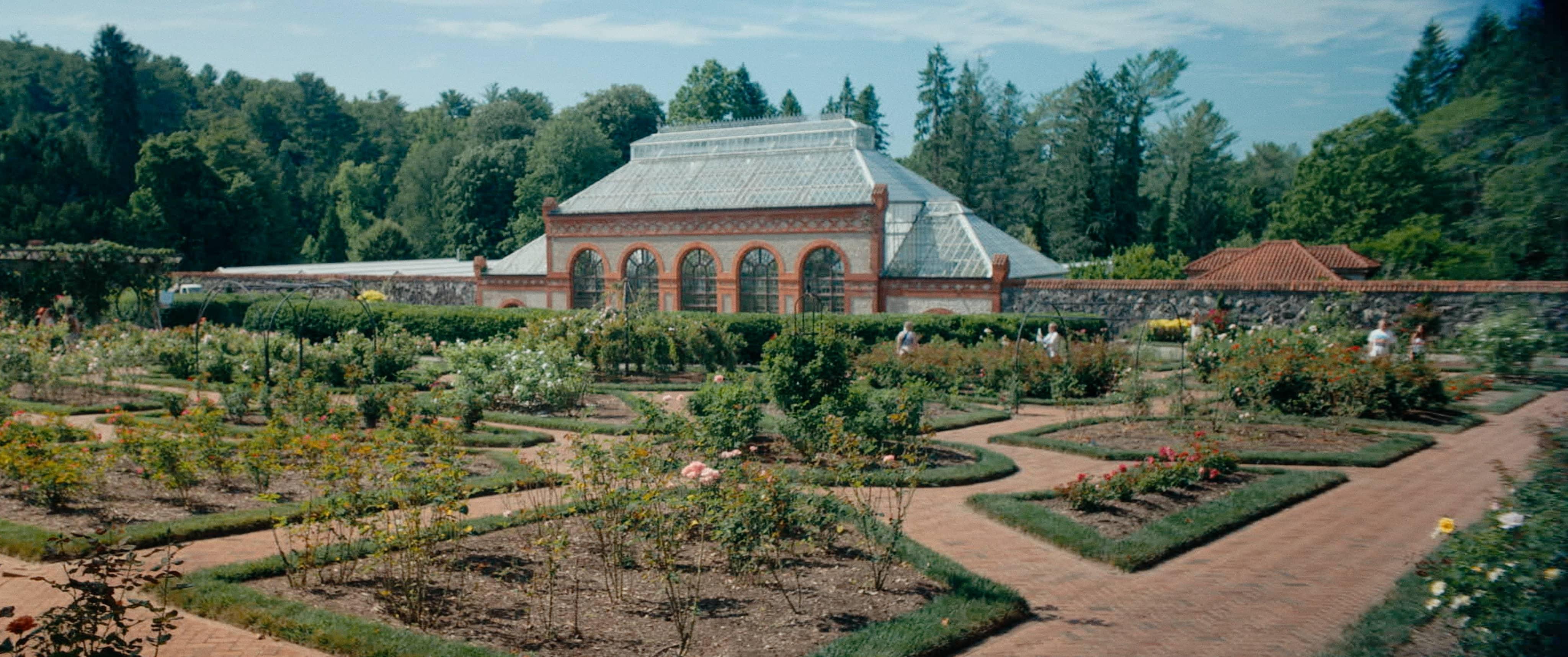 Production image from film, Conservatory and Rose Garden, Biltmore Estate.