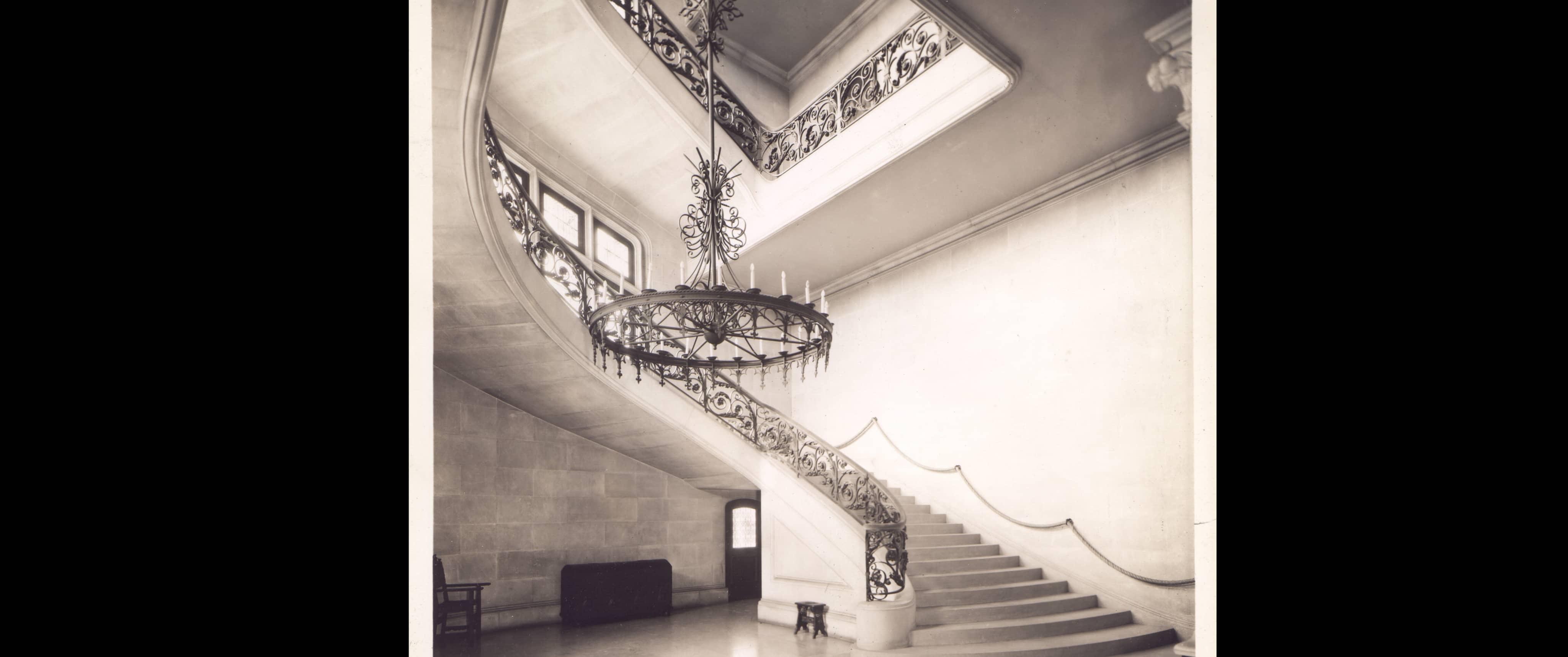 George Masa photo, Grand Staircase, Biltmore Estate.
