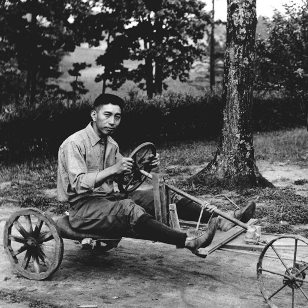 George Masa on a family go-cart in Asheville, NC.