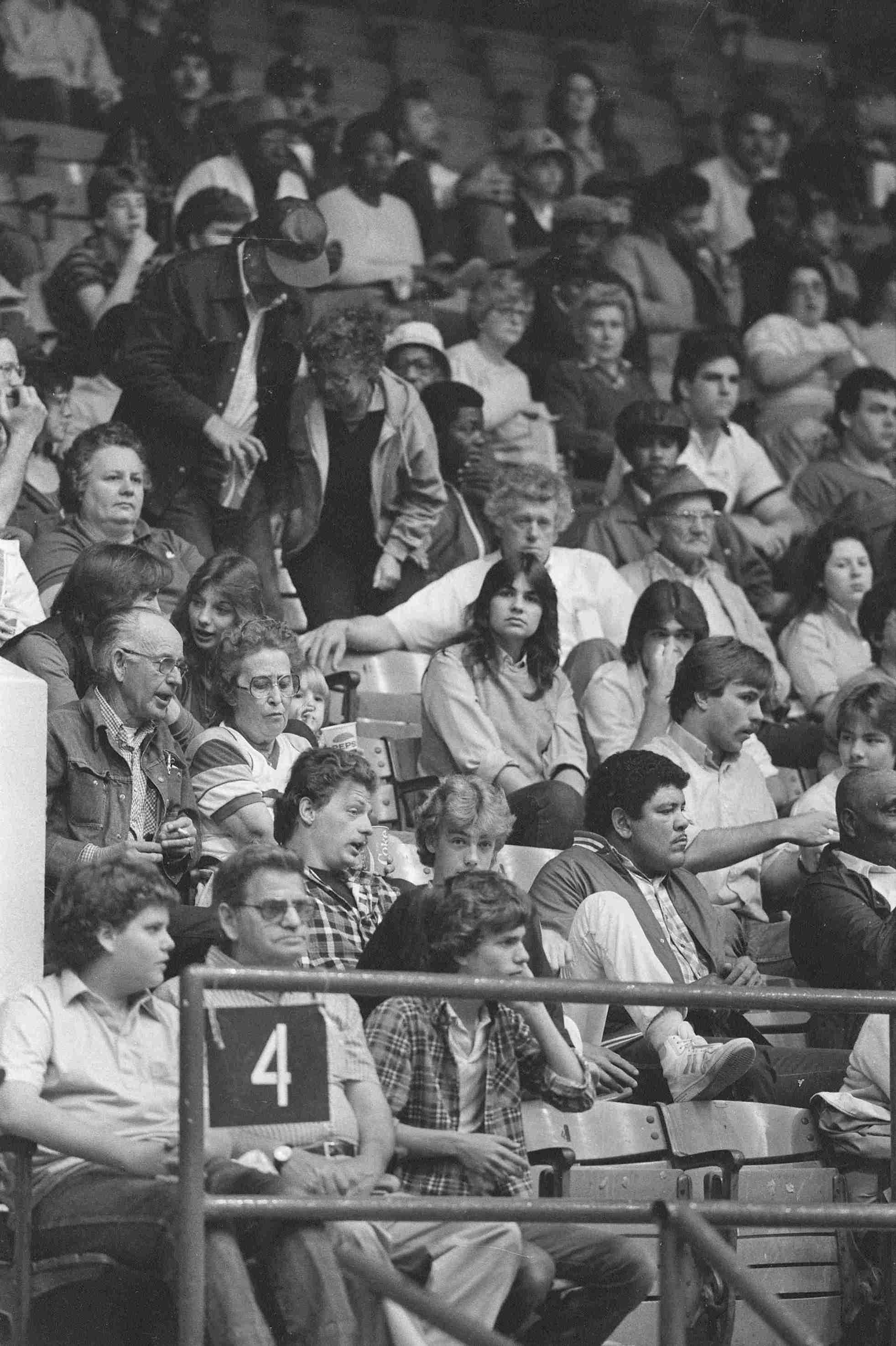 Devoted fans take in the action in Dorton Arena. April 3, 1985. 