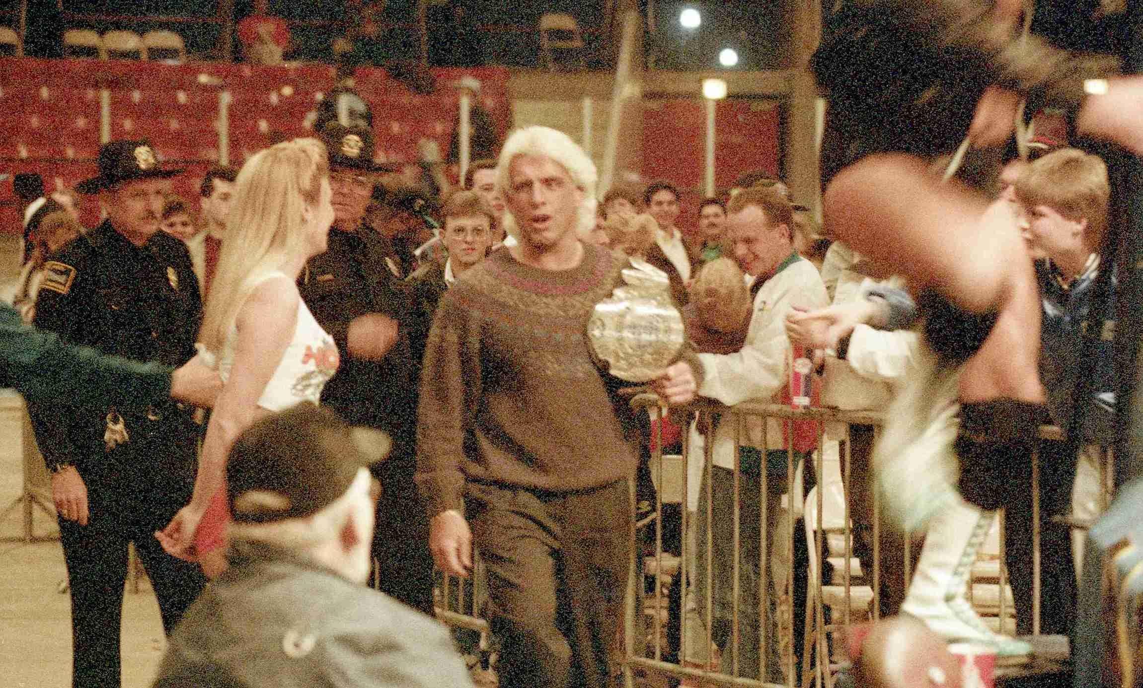 “Nature Boy” Ric Flair makes his way to the ring in Dorton Arena. December 29, 1993. 