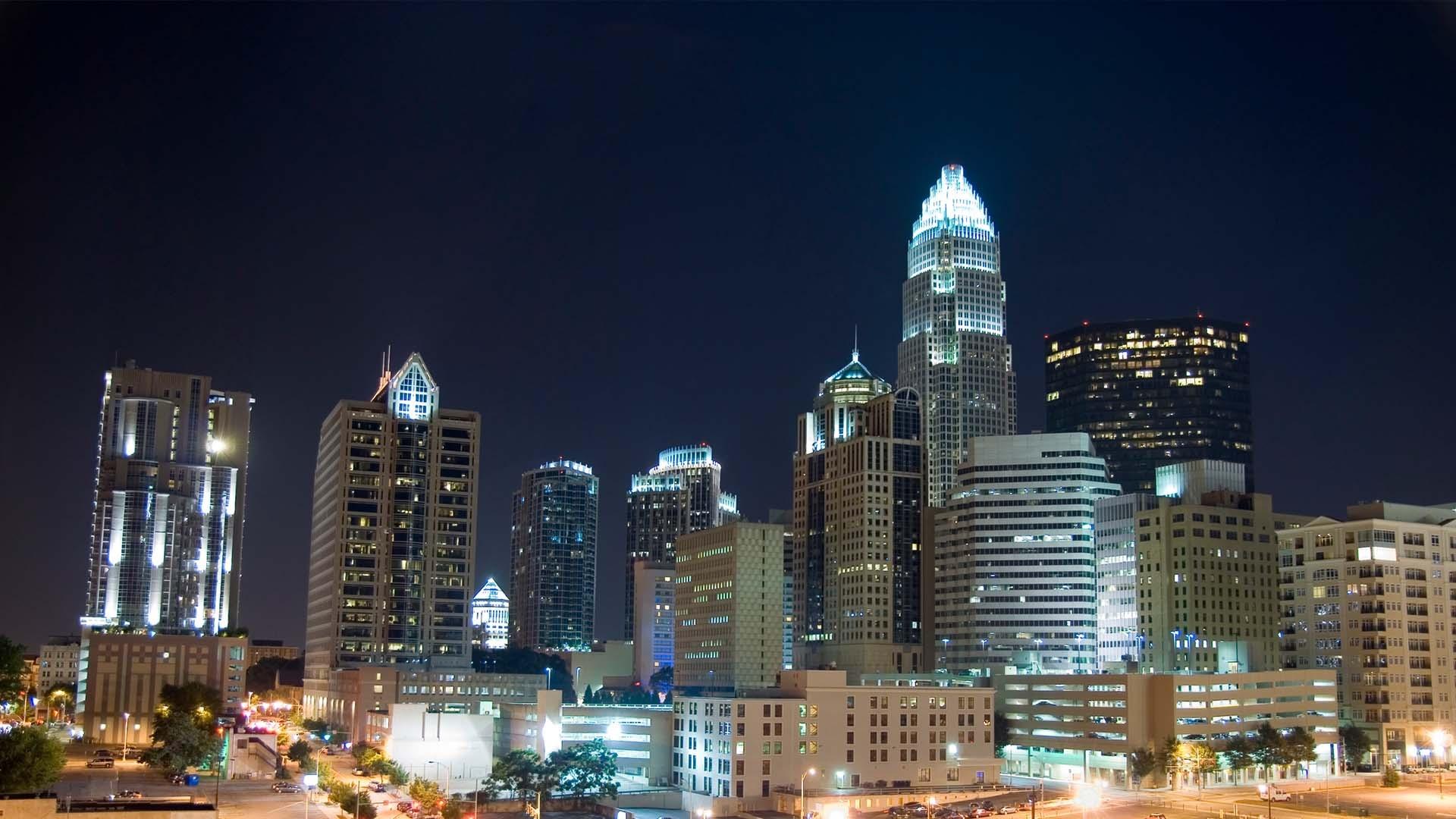 city night skyline of a North Carolina city