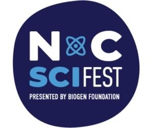 Image of the North Carolina Science Festival, presented by Biogen Foundation, logo.