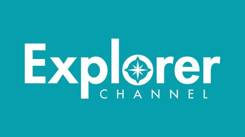 Explorer Channel logo on aquamarine background