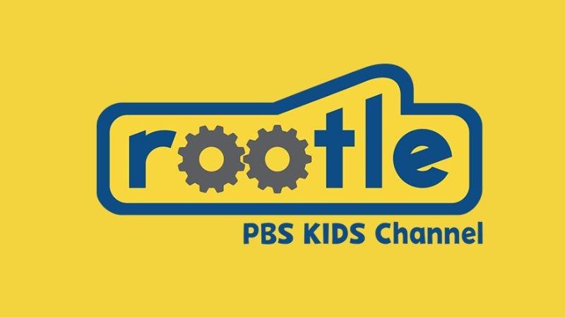 Rootle PBS Kids channel logo in yellow and blue