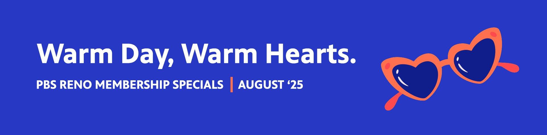 Sunglasses and a sentence that says Warm Days Warm Hearts encouraging users to Donate