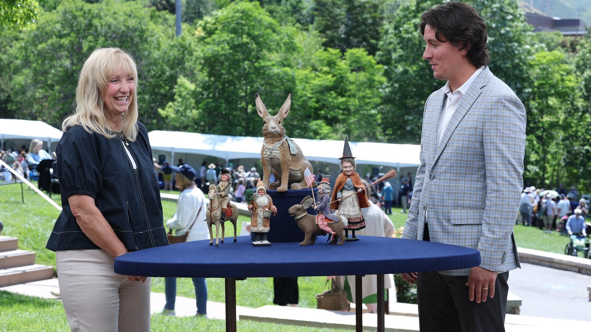 Michael Bertoia (right) appraises German candy containers, ca. 1910, in Salt Lake City, UT. ANTIQUES ROADSHOW “Red Butte Garden & Arboretum, Hour 1” premieres Monday, January 5 at 8/7C PM on PBS. 