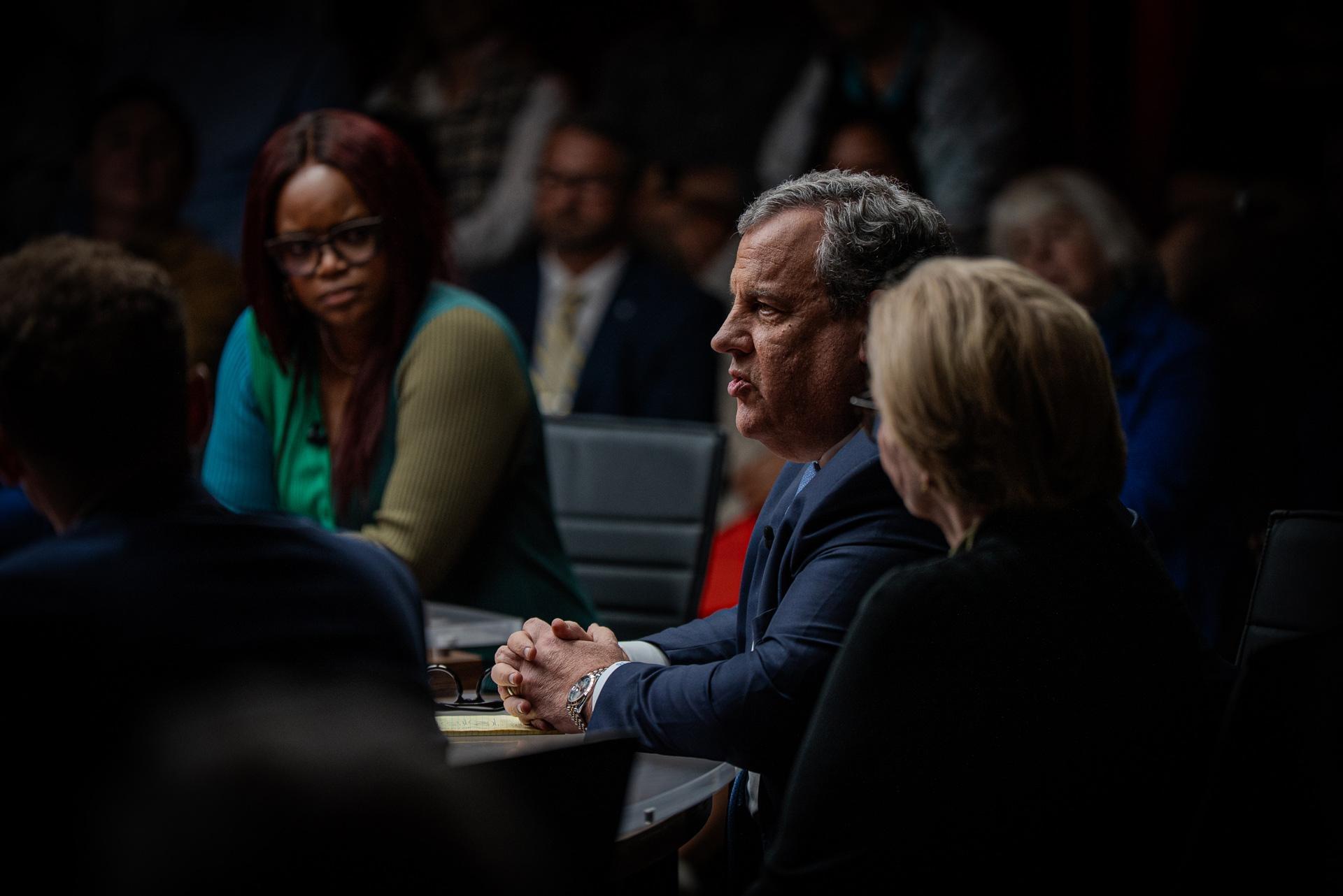 Brittany Packnett Cunningham and Chris Christie on the set of BREAKING the DEADLOCK.