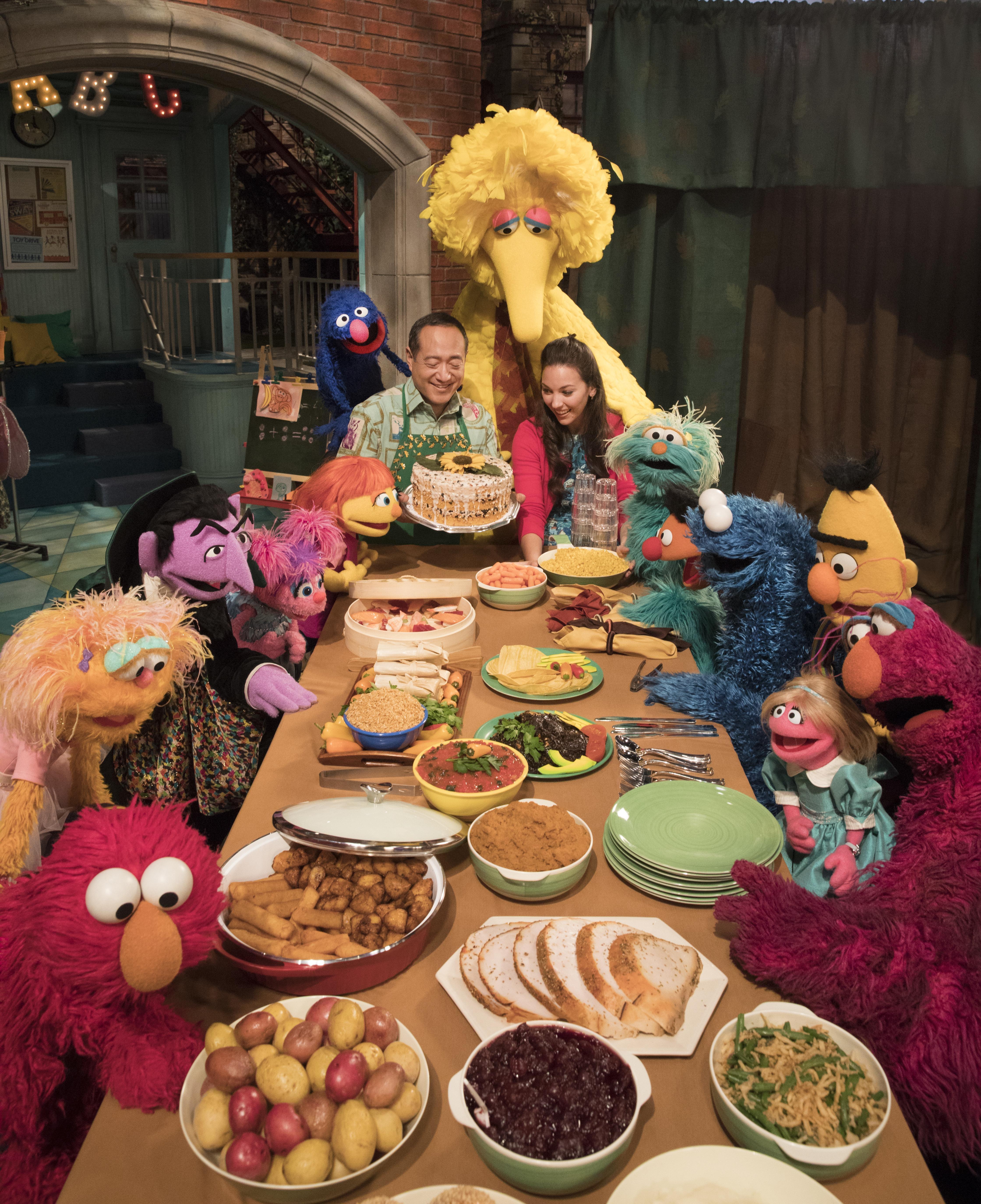 cast at holiday table