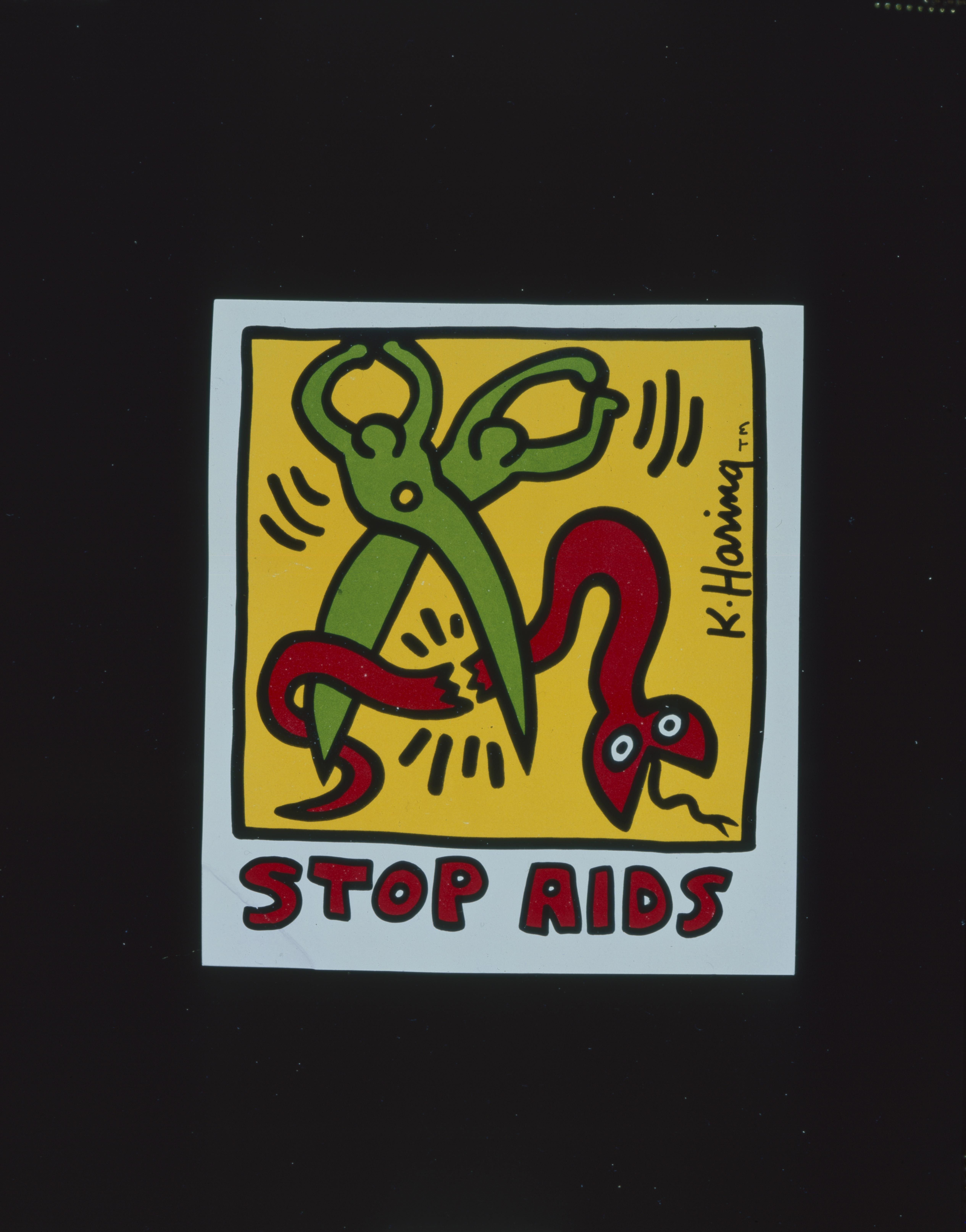 Photos of Keith Haring and his art.