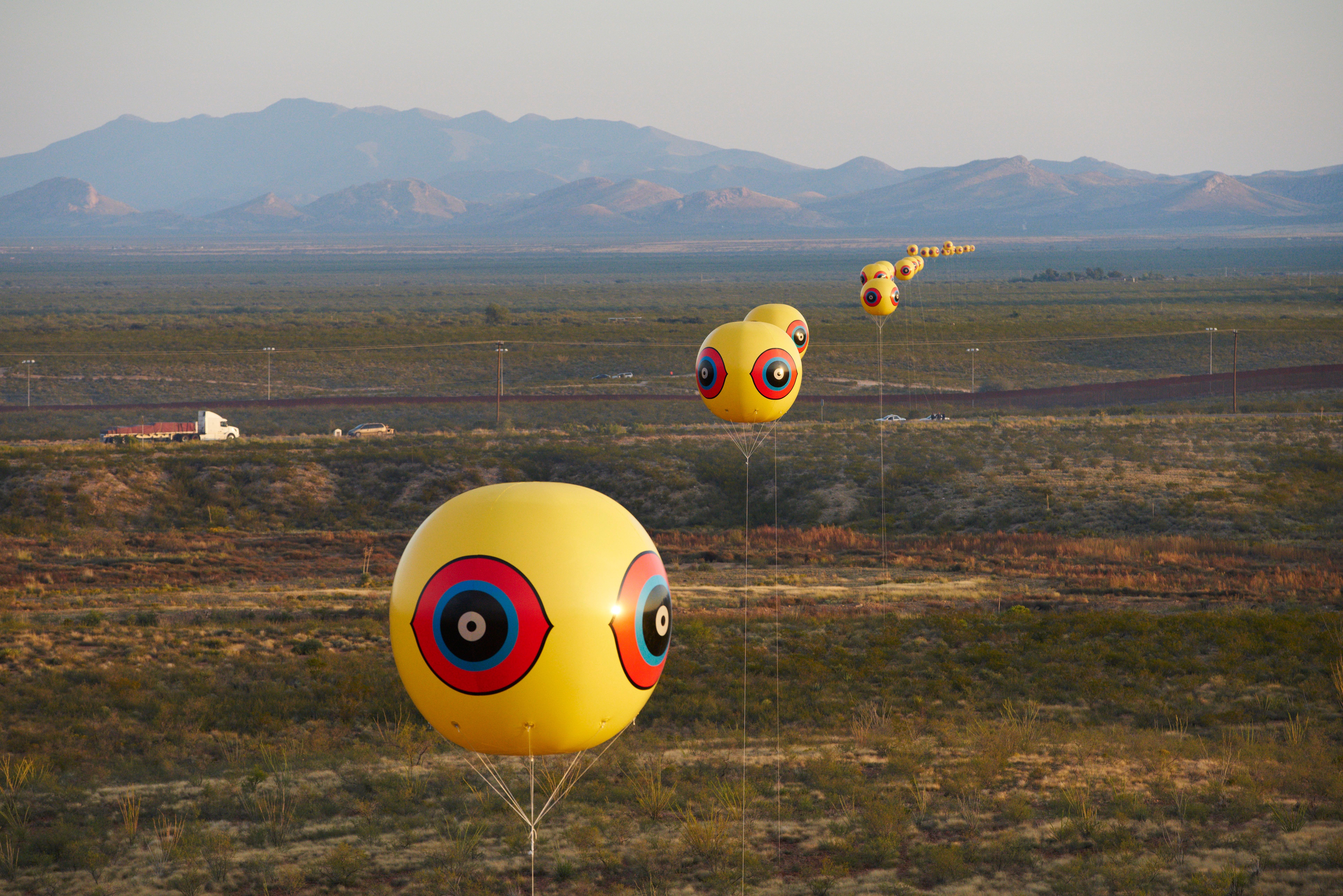 An image of the two mile long art installation, "Postcommodity." 