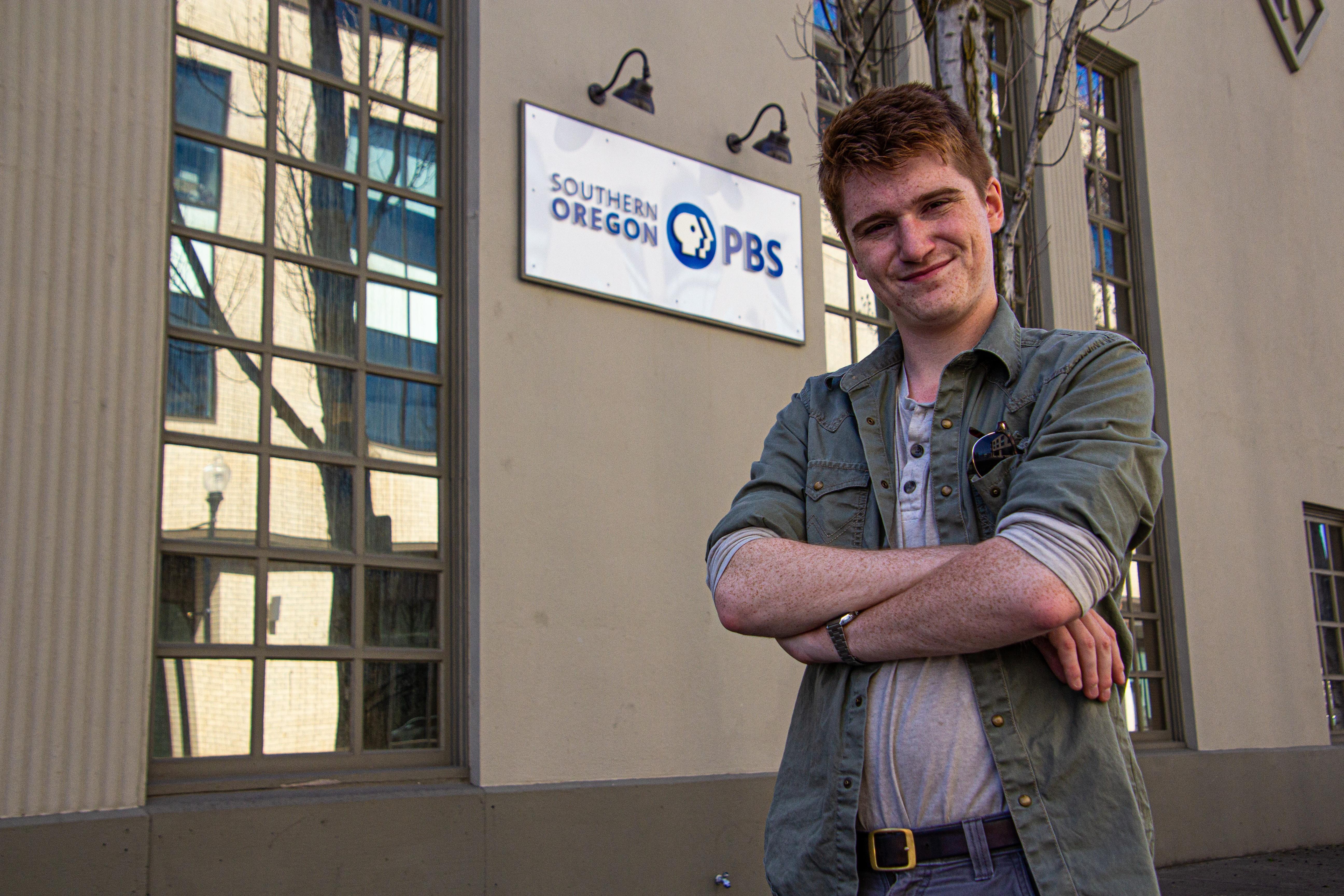 Keegan Van Hook in front of the SO PBS station.