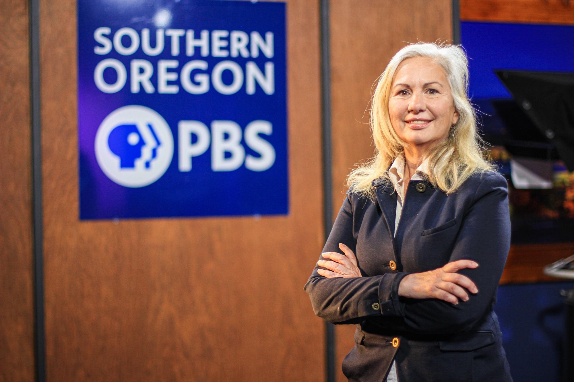 Julie Akins in the SO PBS studio.