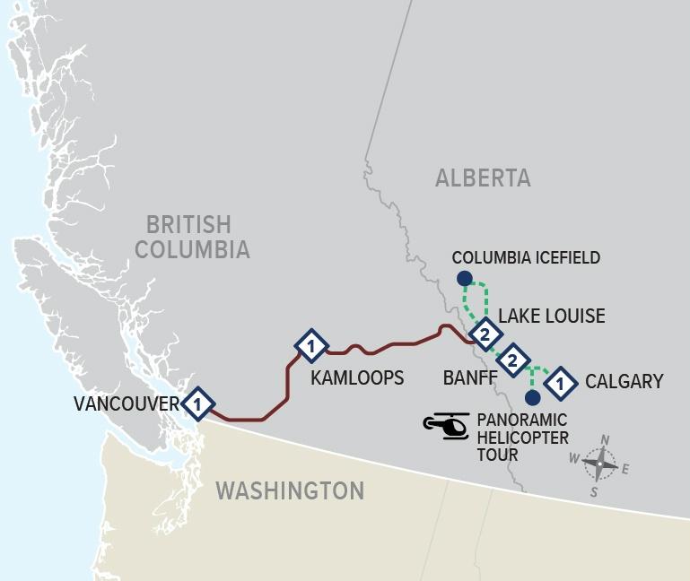 Rocky Mountaineer Travel Route Map
