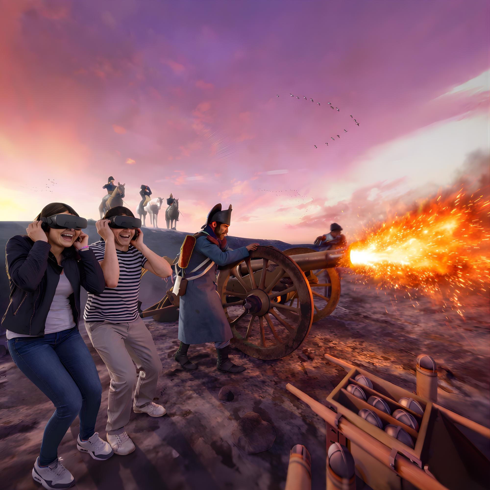 Two people on the Battlefield inside the VR Experience