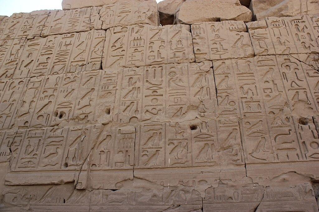 Wall inscriptions at Karnak Temple Complex in Luxor, Egypt