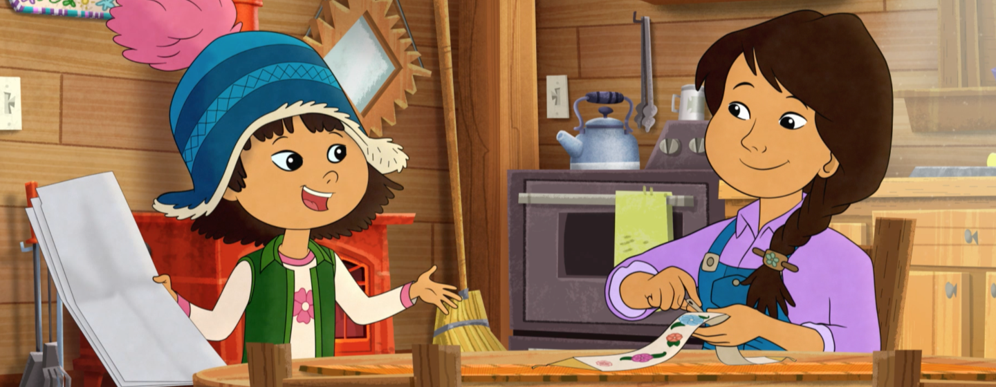 The animated characters of MOLLY OF DENALI talk in a kitchen