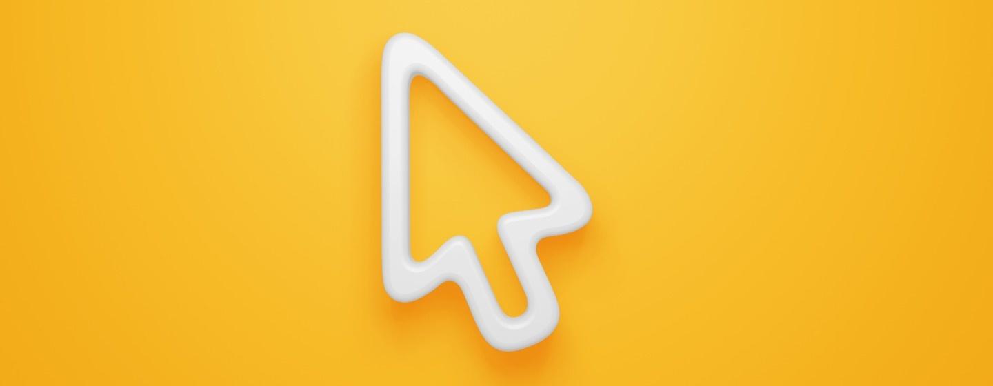 White cursor arrow on yellow background