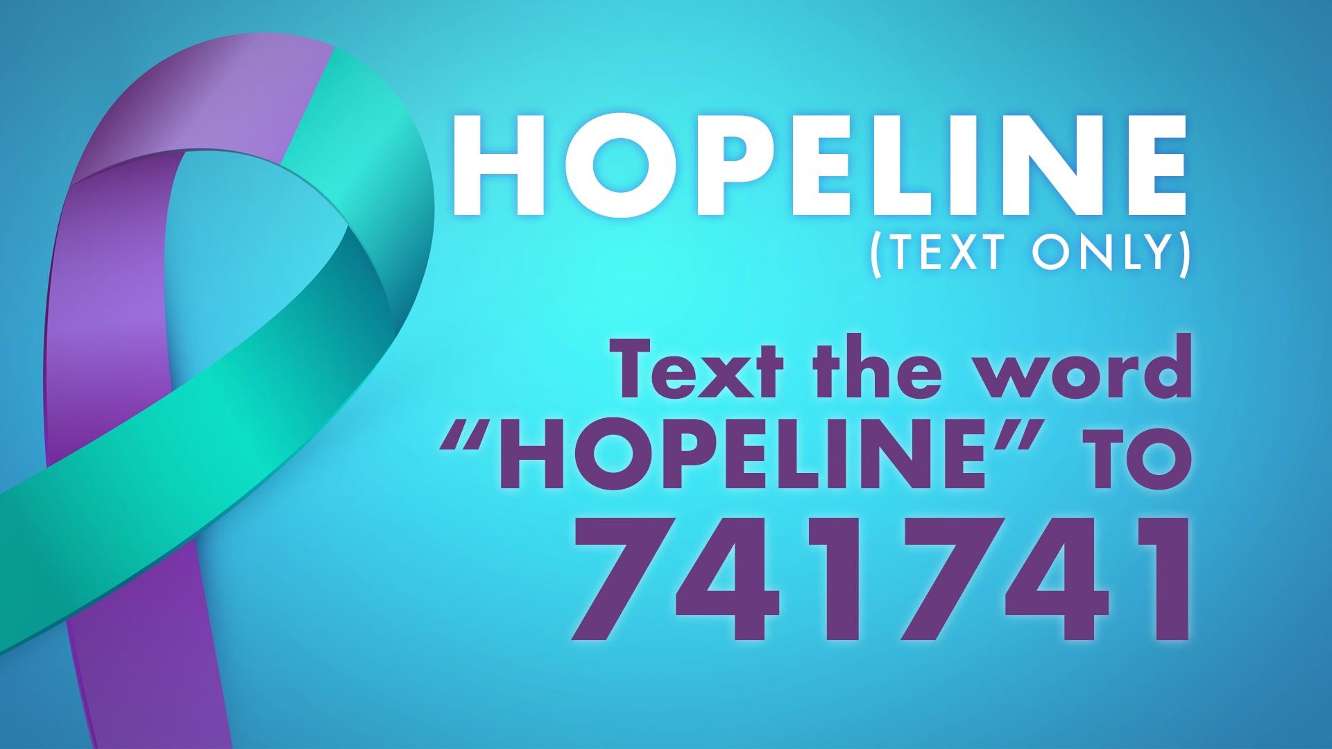 Text the word "Hopeline" to 741741