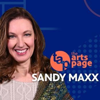 Graphic of Sandy Maxx, host of The Arts Page