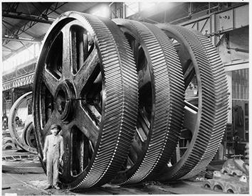 Photo of Falk Corporation Big Gears and Man