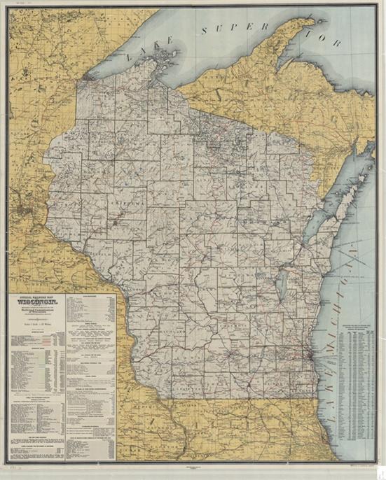 Photo of 1910 Map of Wisconsin