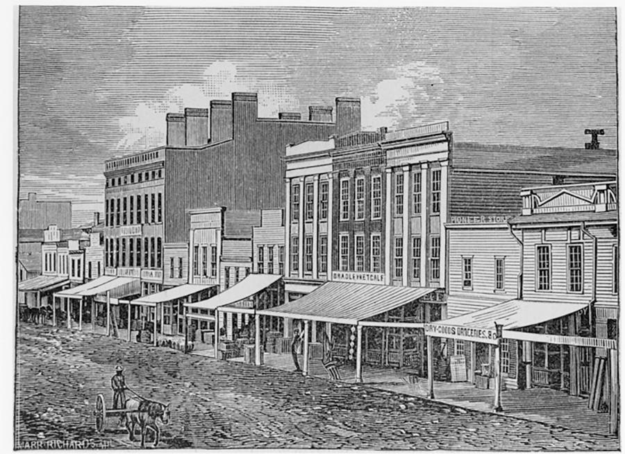 Lithograph of Early Water Street
