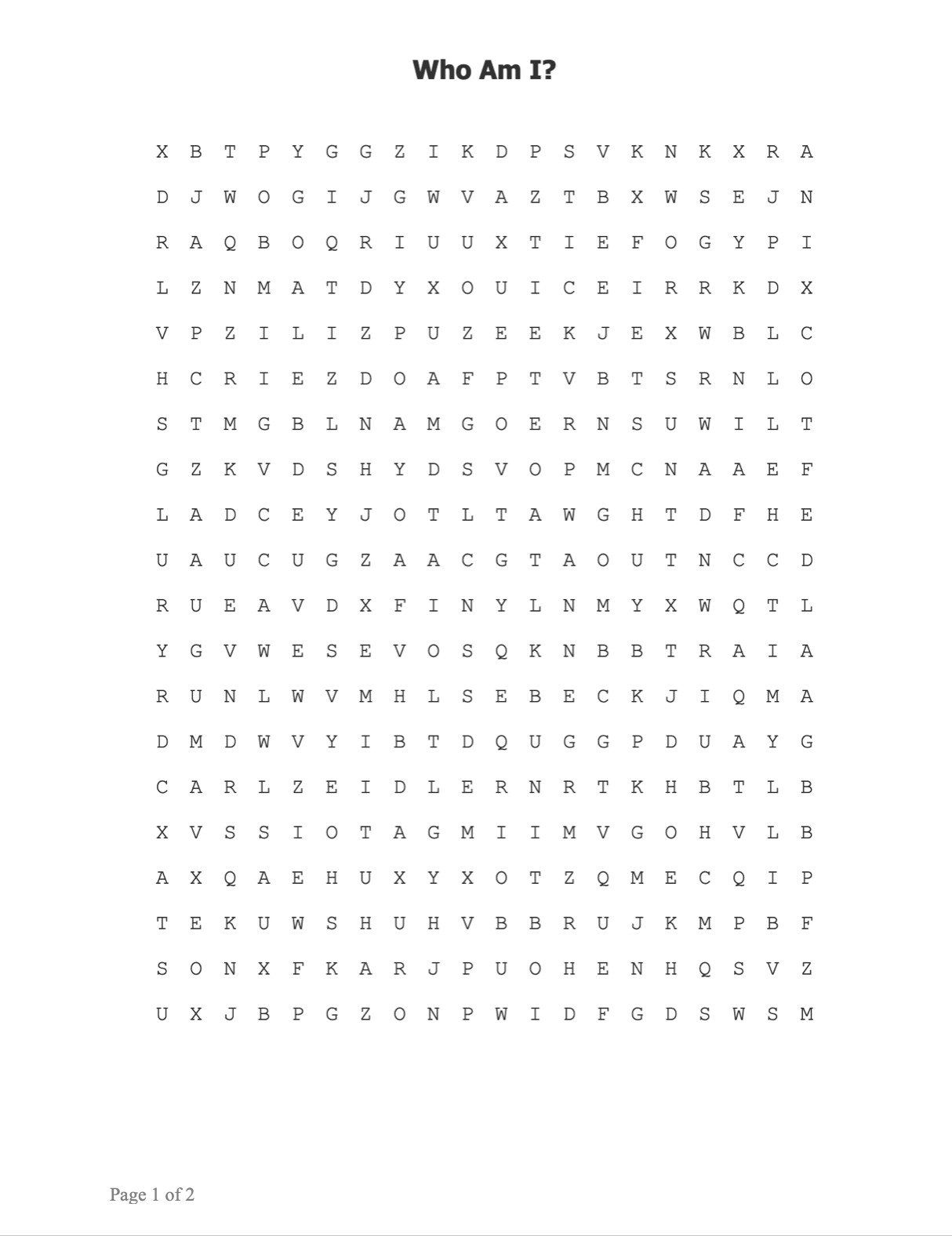 Word Search Puzzle