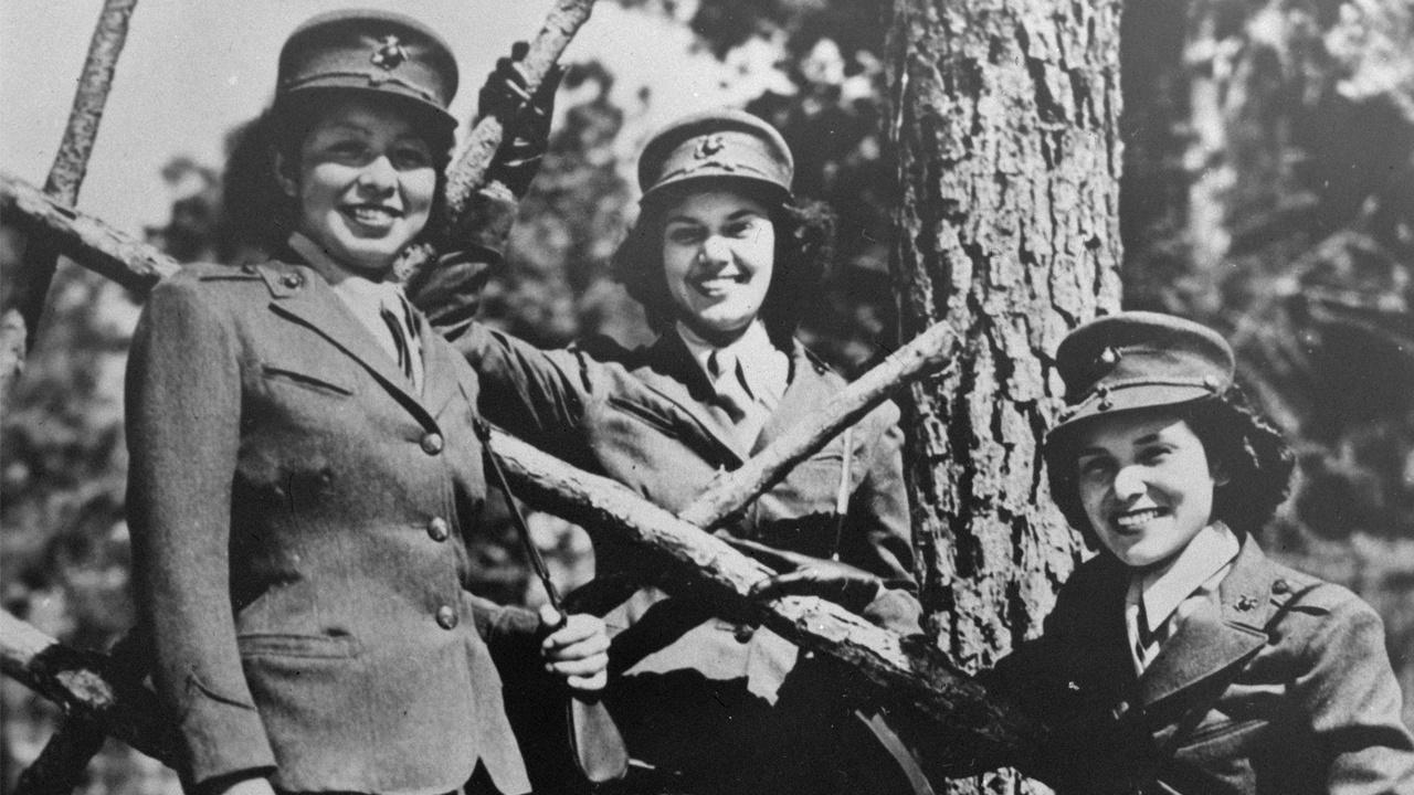 Native American women reservists with the U.S. Marine Corps at Camp Lejeune, 1943