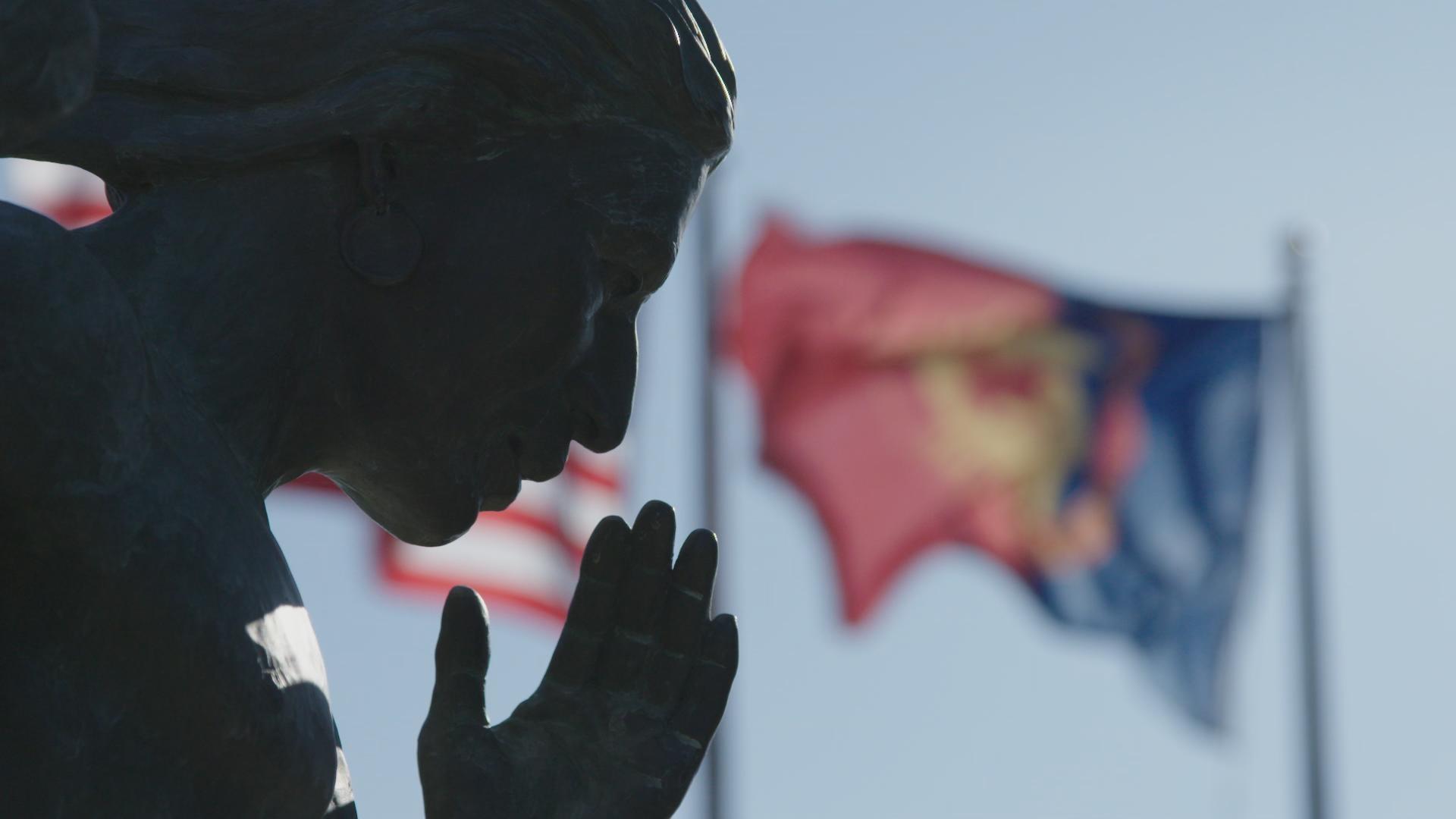 "Spirit Talker" statue at the Comanche Indian Veterans Association Court of Honor