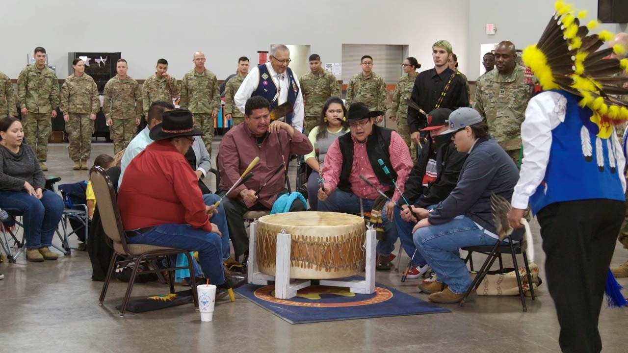 drum circle at Comanche Indians Veterans Association Celebration and Powwow