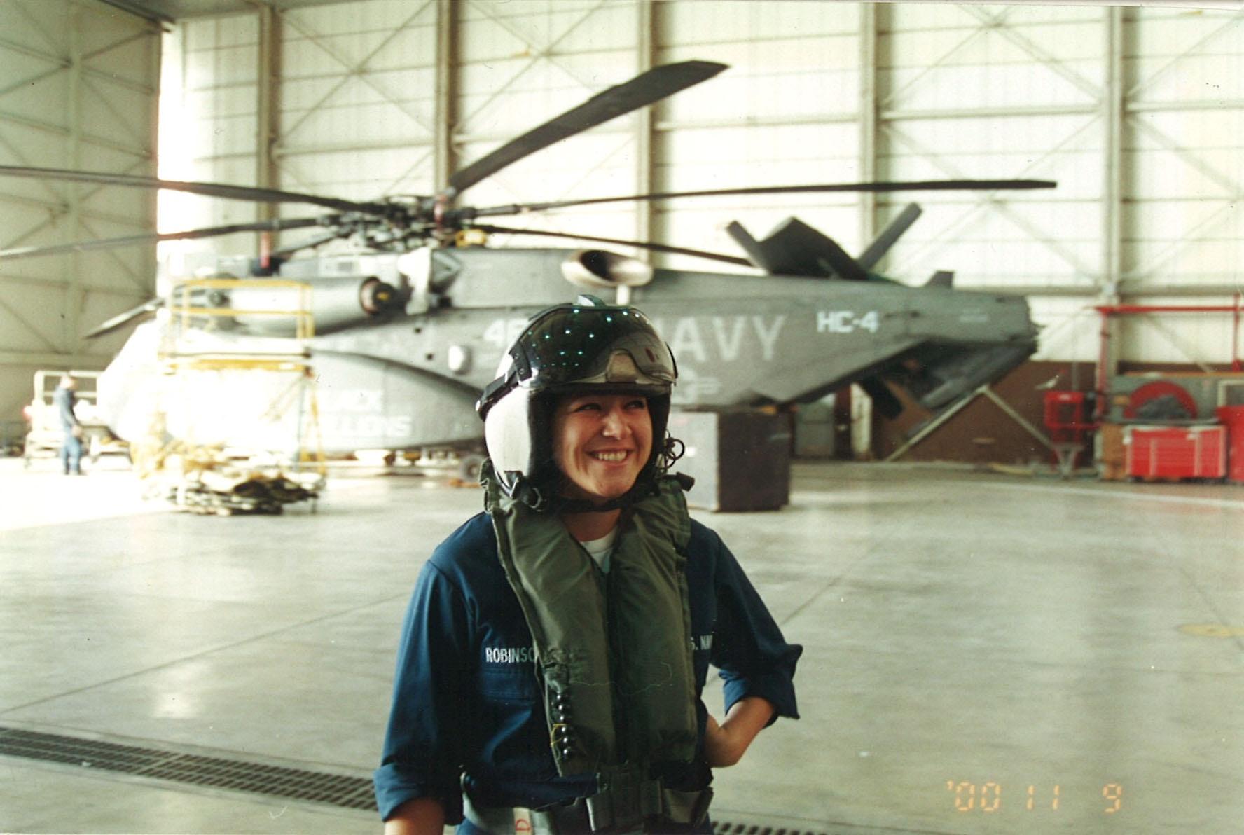 Elizabeth Perez, Navy with helicopter in background