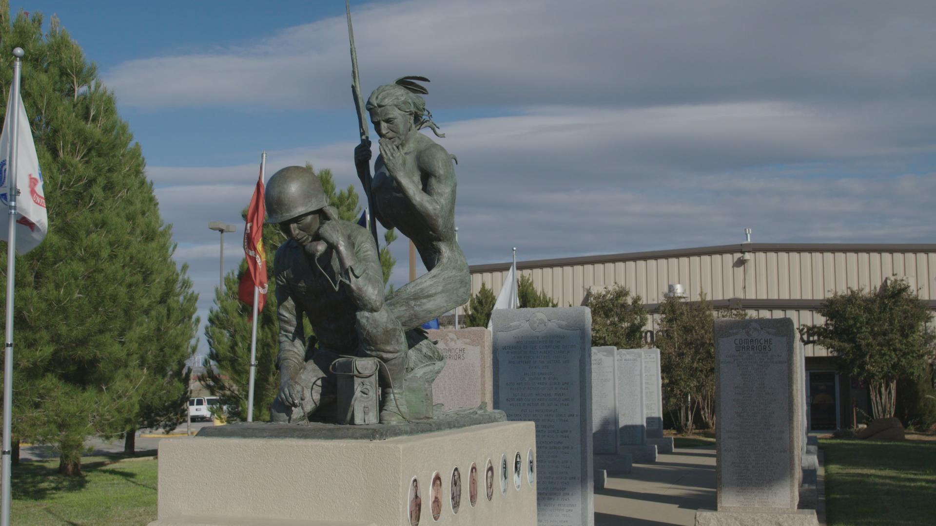 "Spirit Talker" statue at the Comanche Indian Veterans Association Court of Honor