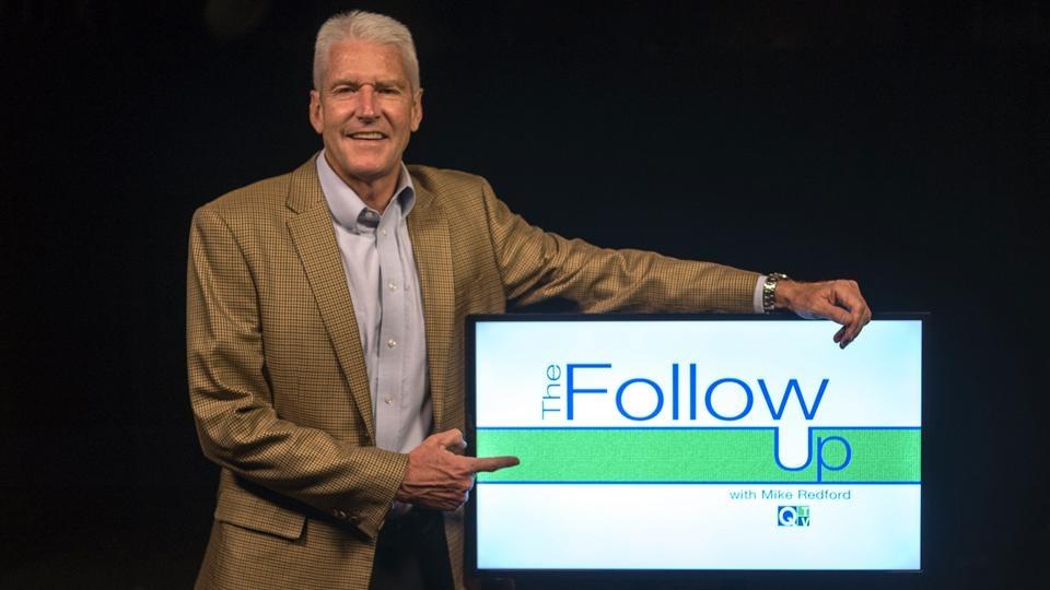 Host Mike Redford with The Follow Up logo.