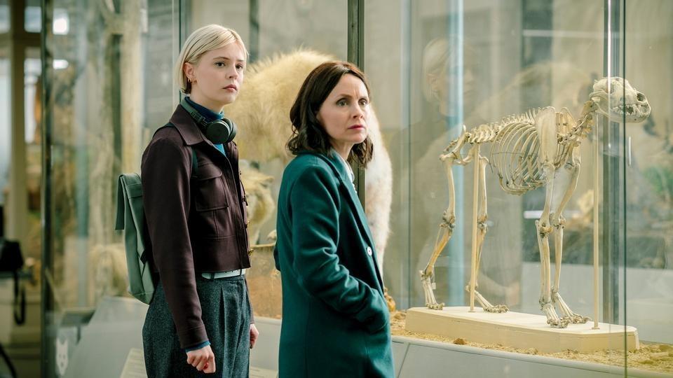 Patience and Bea in a natural history museum.