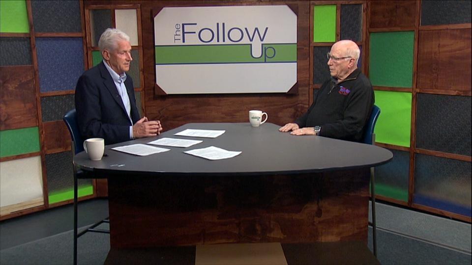 Host Mike Redford and guest Art Lewis on the Follow Up set.