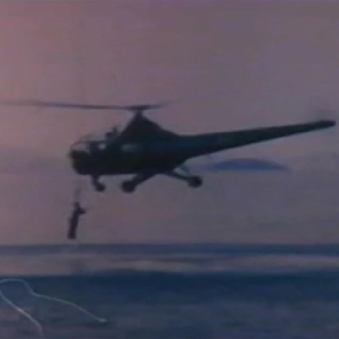 A MASH helicopter in the Korean War.