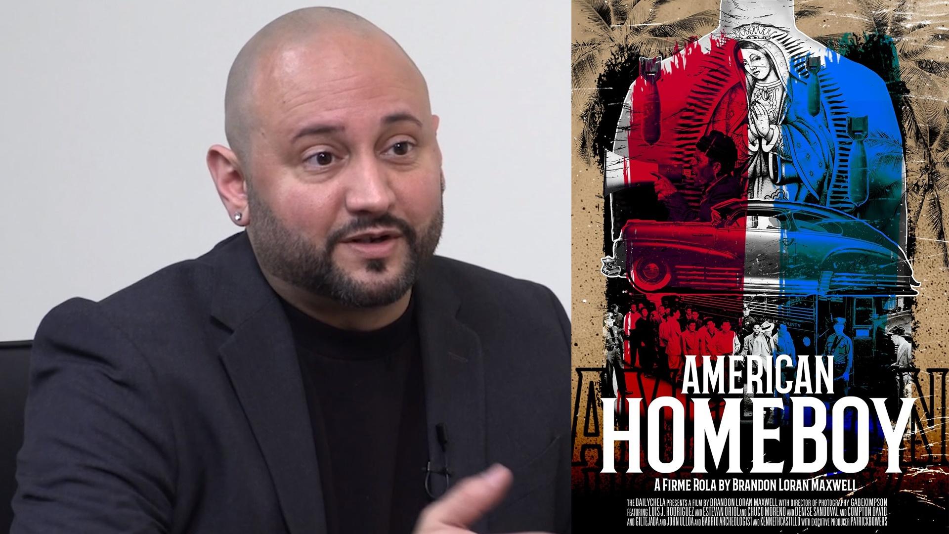 Brandon Loran Maxwell with the poster for American Homeboy.