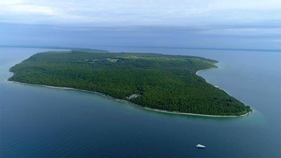 Mackinac Island from the air.