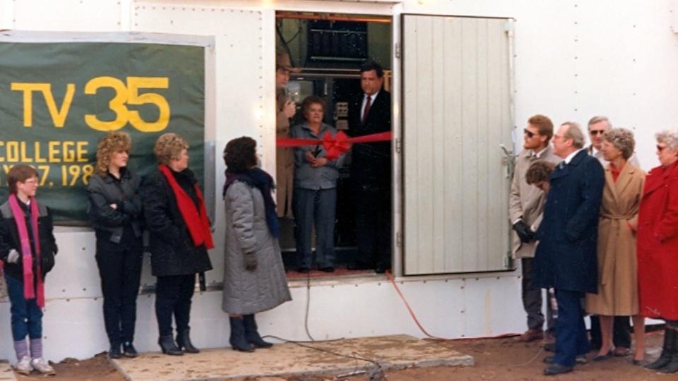 Ribbon cutting at the WUCX-TV 35 transmitter site in Ubly.