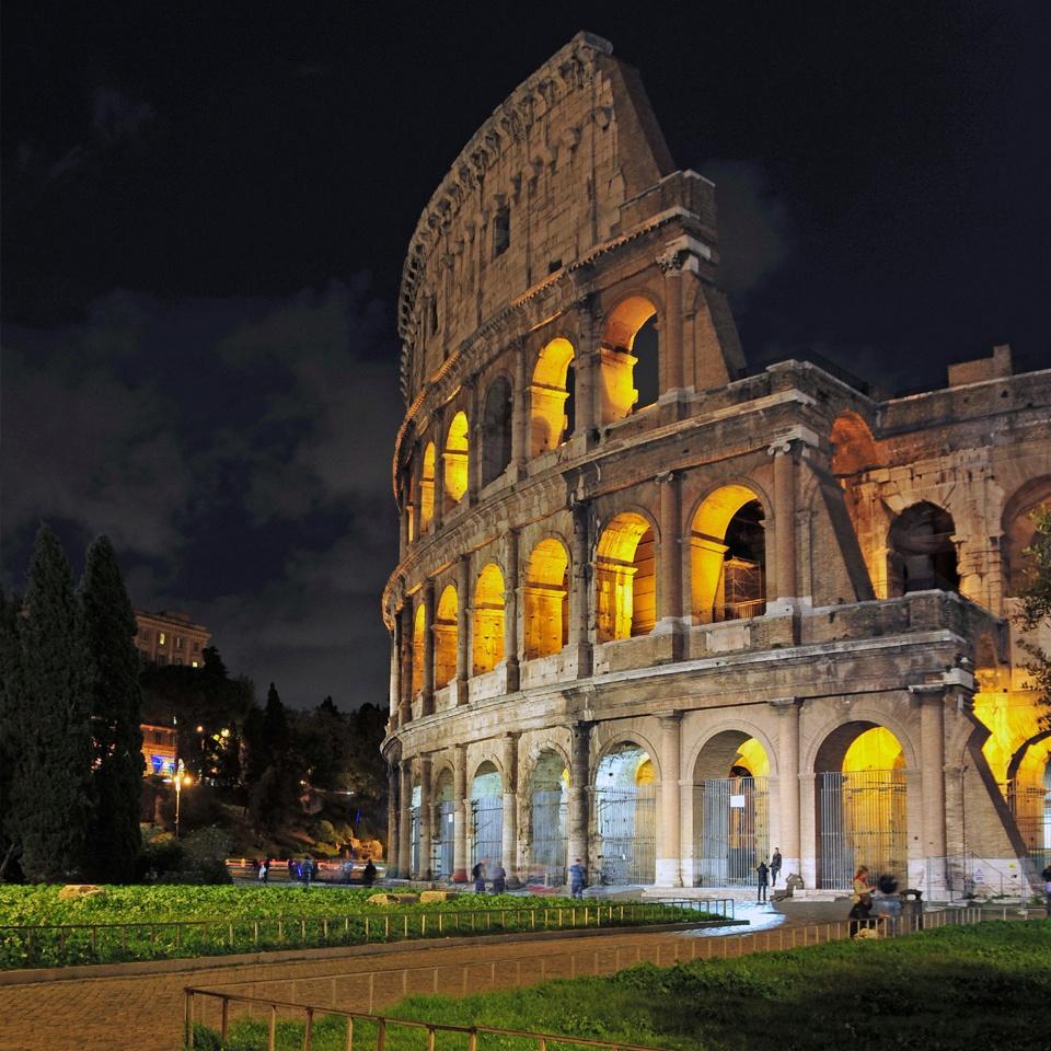 The Colosseum at night.