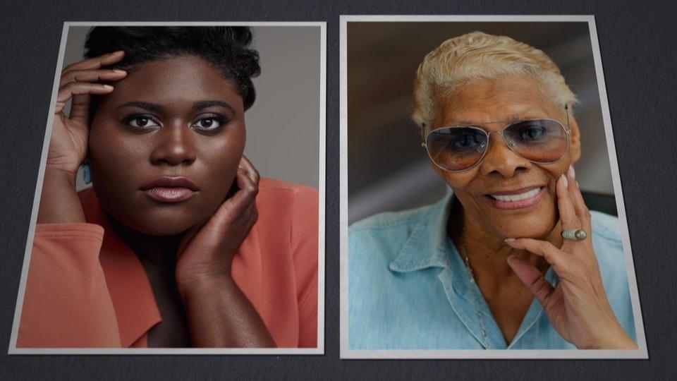 Photos of Danielle Brooks and Dionne Warwick.
